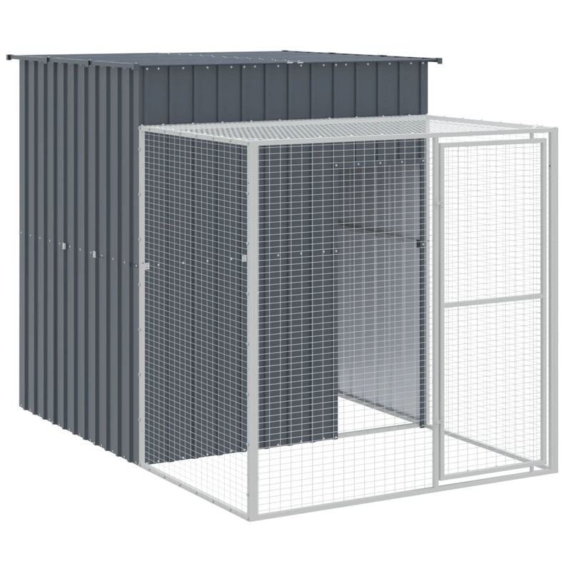 Petshop - Accesorii petshop - Culcusuri si custi - Custi interior si exterior - Cotet de pui cu incinta antracit 165x1271x181cm otel galvanizat - Infinity.ro