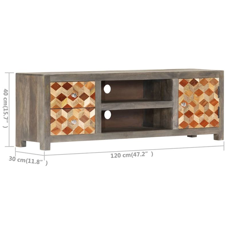Casa si Gradina - Mobilier - Comode si corpuri - Comode - Comoda TV, gri, 120 x 30 x 40 cm, lemn masiv de mango - Infinity.ro