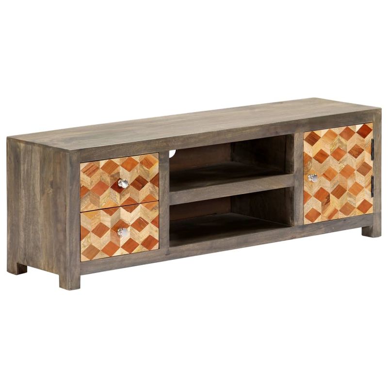 Casa si Gradina - Mobilier - Comode si corpuri - Comode - Comoda TV, gri, 120 x 30 x 40 cm, lemn masiv de mango - Infinity.ro