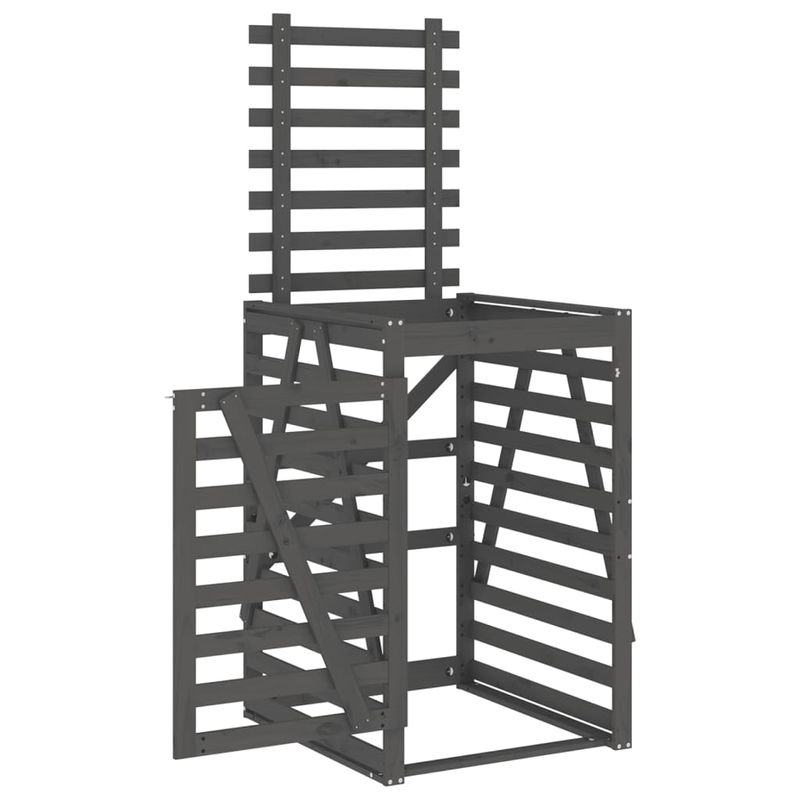 Casa si Gradina - Gradina si terasa - Mobilier exterior - Dulapuri si lazi depozitare exterior - Depozitare cos de gunoi, gri, 84x90x128,5 cm, lemn masiv de pin - Infinity.ro