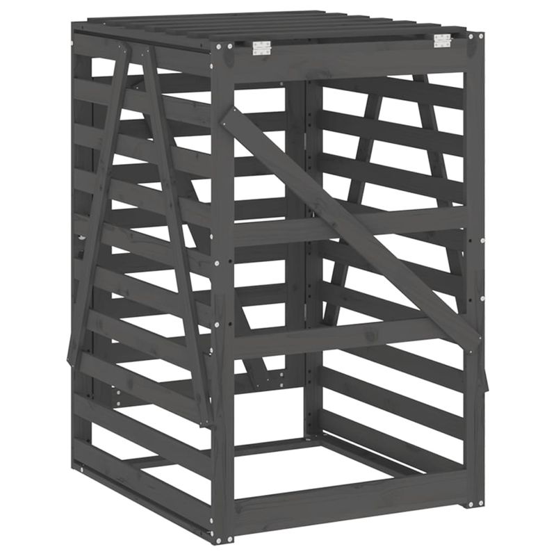 Casa si Gradina - Gradina si terasa - Mobilier exterior - Dulapuri si lazi depozitare exterior - Depozitare cos de gunoi, gri, 84x90x128,5 cm, lemn masiv de pin - Infinity.ro