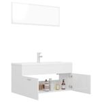 Casa si Gradina - Mobilier - Seturi de mobilier - Seturi baie - Set mobilier de baie, alb extralucios, lemn prelucrat - Infinity.ro