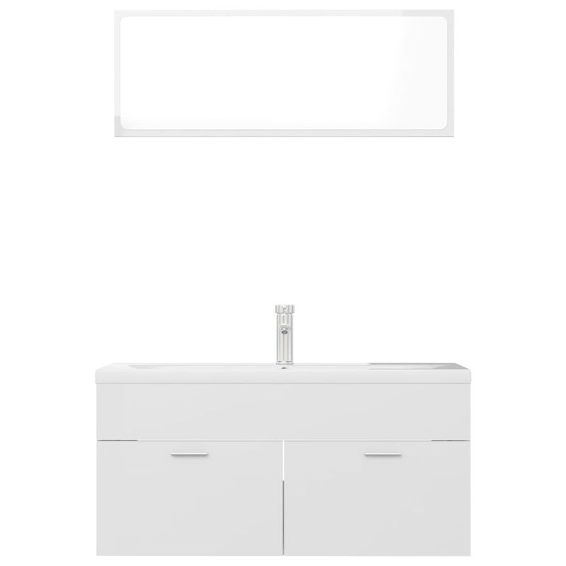 Casa si Gradina - Mobilier - Seturi de mobilier - Seturi baie - Set mobilier de baie, alb extralucios, lemn prelucrat - Infinity.ro