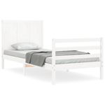 Casa si Gradina - Mobilier - Paturi si accesorii - Paturi - Cadru de pat cu tablie, alb, 90x200 cm, lemn masiv - Infinity.ro