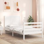 Casa si Gradina - Mobilier - Paturi si accesorii - Paturi - Cadru de pat cu tablie, alb, 90x200 cm, lemn masiv - Infinity.ro