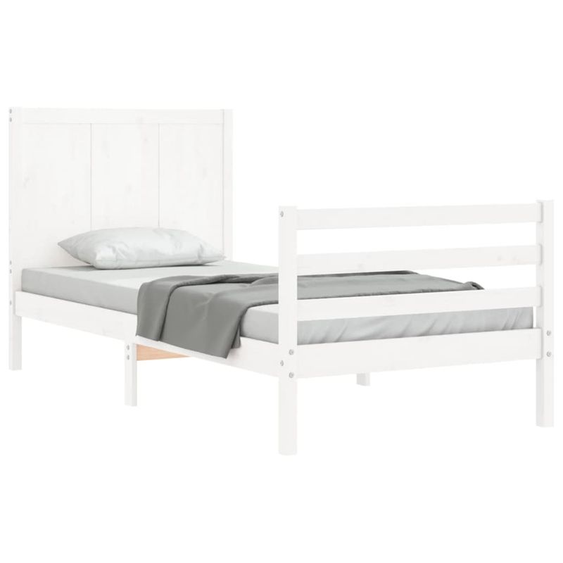 Casa si Gradina - Mobilier - Paturi si accesorii - Paturi - Cadru de pat cu tablie, alb, 90x200 cm, lemn masiv - Infinity.ro