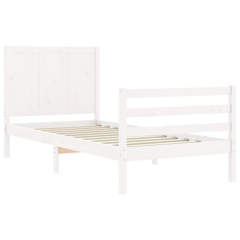 Casa si Gradina - Mobilier - Paturi si accesorii - Paturi - Cadru de pat cu tablie, alb, 90x200 cm, lemn masiv - Infinity.ro