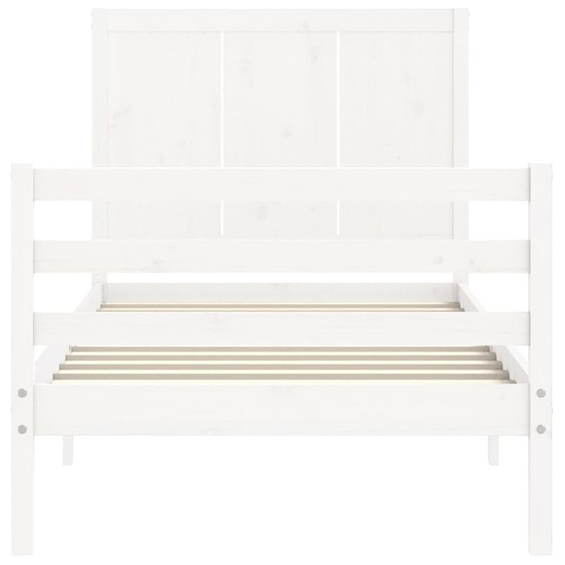 Casa si Gradina - Mobilier - Paturi si accesorii - Paturi - Cadru de pat cu tablie, alb, 90x200 cm, lemn masiv - Infinity.ro