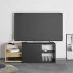 Casa si Gradina - Mobilier - Comode si corpuri - Comode - FMD Comoda TV 2 compartimente deschise negru&stejar 133,5x39,9x49,2 cm - Infinity.ro