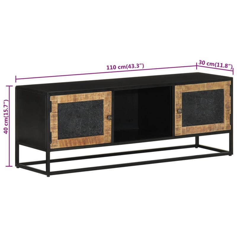 Casa si Gradina - Mobilier - Comode si corpuri - Comode - Comoda TV, 110x30x40 cm, lemn masiv de mango brut si fier - Infinity.ro