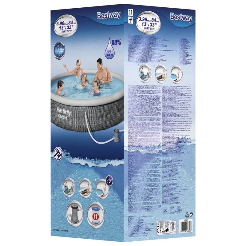 Casa si Gradina - Gradina si terasa - Piscine si accesorii - Piscine - Bestway Set piscina gonflabila Fast Set, cu pompa, 396 x 84 cm - Infinity.ro