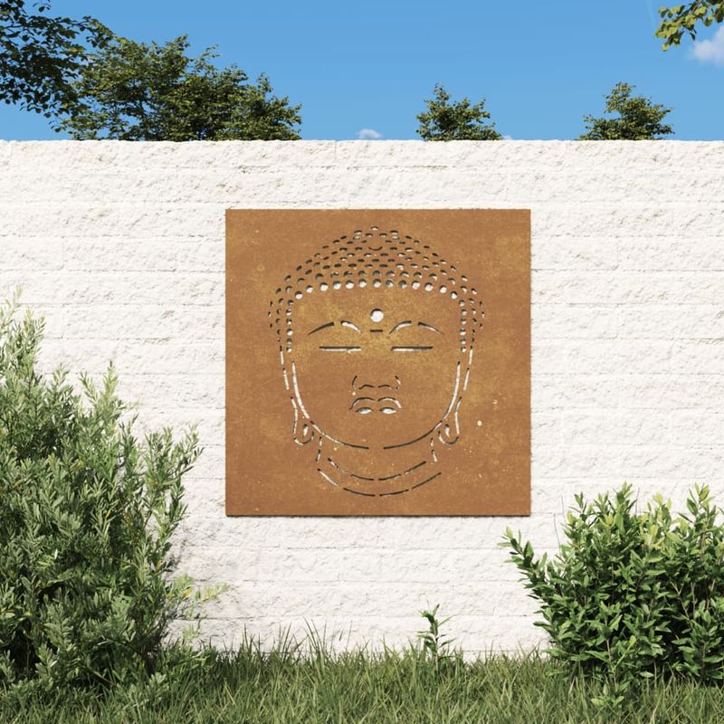 Casa si Gradina - Decoratiuni - Decoratiuni perete - Decor perete de gradina 55x55 cm design cap Buddha otel Corten - Infinity.ro