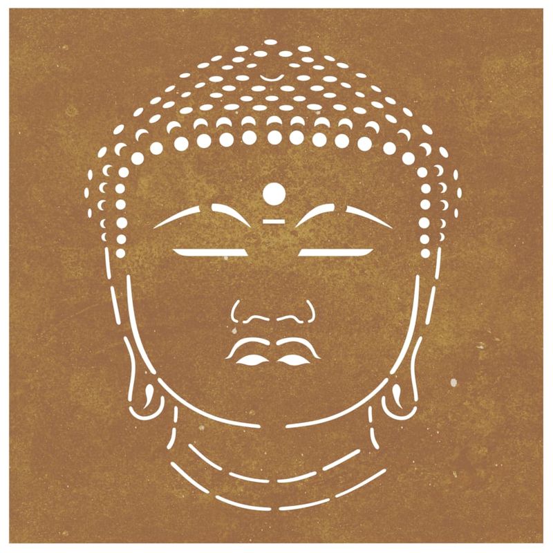 Casa si Gradina - Decoratiuni - Decoratiuni perete - Decor perete de gradina 55x55 cm design cap Buddha otel Corten - Infinity.ro