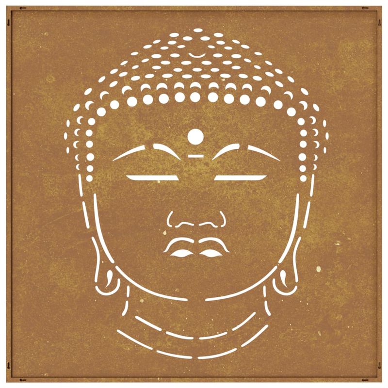 Casa si Gradina - Decoratiuni - Decoratiuni perete - Decor perete de gradina 55x55 cm design cap Buddha otel Corten - Infinity.ro