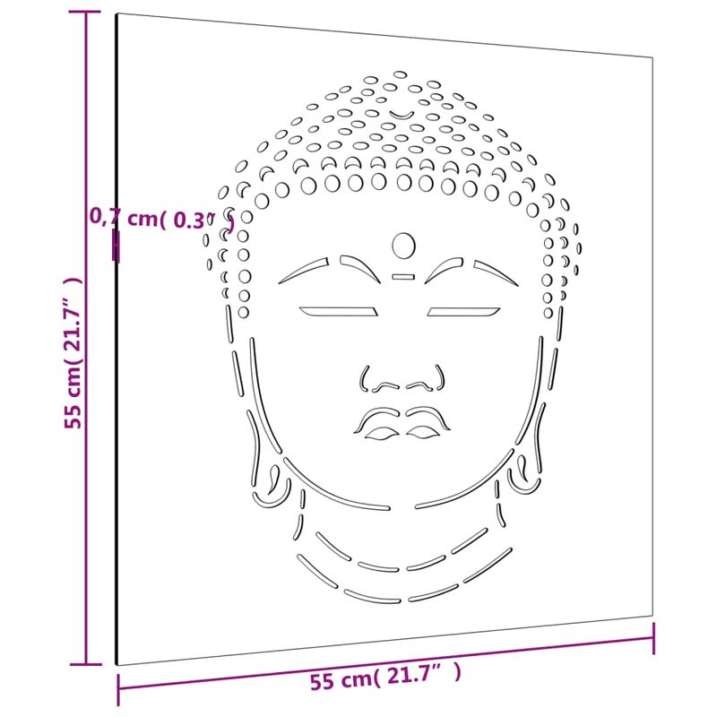 Casa si Gradina - Decoratiuni - Decoratiuni perete - Decor perete de gradina 55x55 cm design cap Buddha otel Corten - Infinity.ro