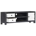 Casa si Gradina - Mobilier - Comode si corpuri - Comode - Comoda TV sculptata manual gri&alb 120x30x40cm lemn masiv mango - Infinity.ro