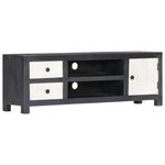 Casa si Gradina - Mobilier - Comode si corpuri - Comode - Comoda TV sculptata manual gri&alb 120x30x40cm lemn masiv mango - Infinity.ro