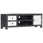 Casa si Gradina - Mobilier - Comode si corpuri - Comode - Comoda TV sculptata manual gri&alb 120x30x40cm lemn masiv mango - Infinity.ro