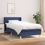 Casa si Gradina - Mobilier - Paturi si accesorii - Paturi - Pat box spring cu saltea, albastru, 90x200 cm, textil - Infinity.ro