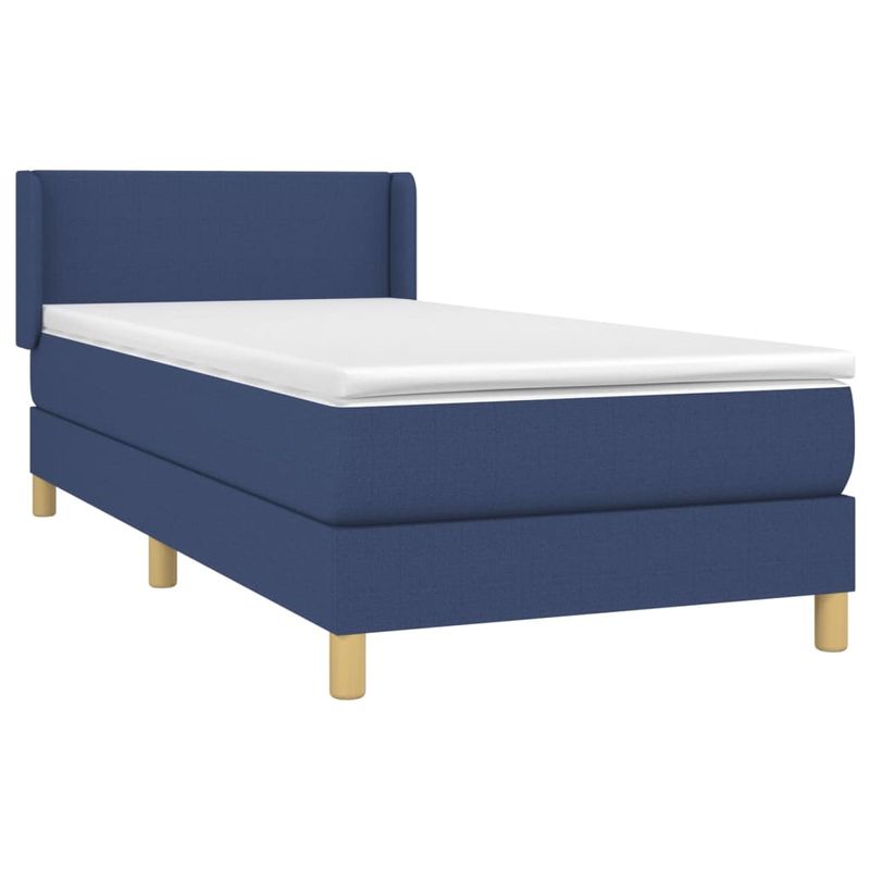 Casa si Gradina - Mobilier - Paturi si accesorii - Paturi - Pat box spring cu saltea, albastru, 90x200 cm, textil - Infinity.ro