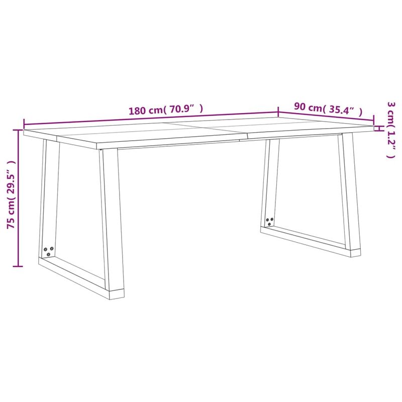 Casa si Gradina - Mobilier - Seturi de mobilier - Seturi mese si scaune - Set de masa din 3 piese, margini naturale, lemn masiv de acacia, lungime 180 cm - Infinity.ro