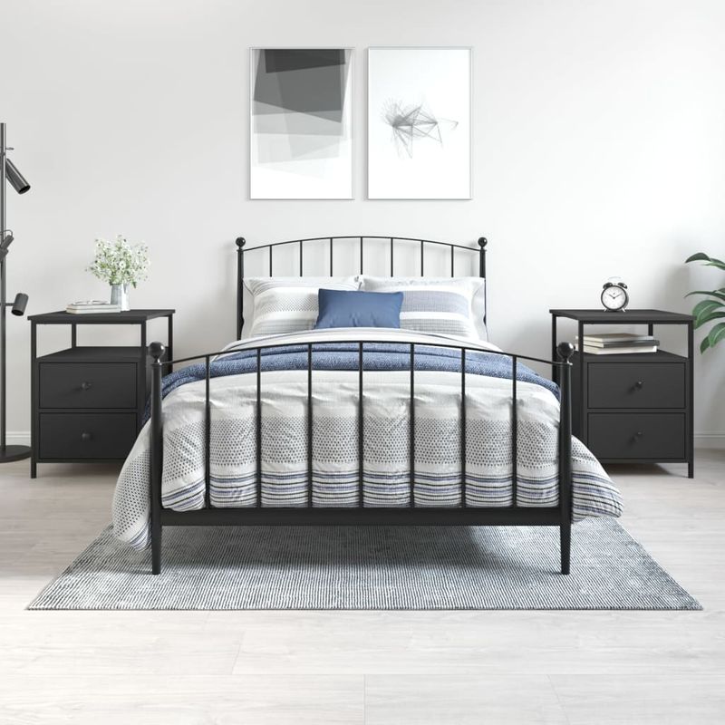 Casa si Gradina - Mobilier - Comode si corpuri - Noptiere - Noptiere, 2 buc., negru, 44x45x60 cm, lemn compozit - Infinity.ro