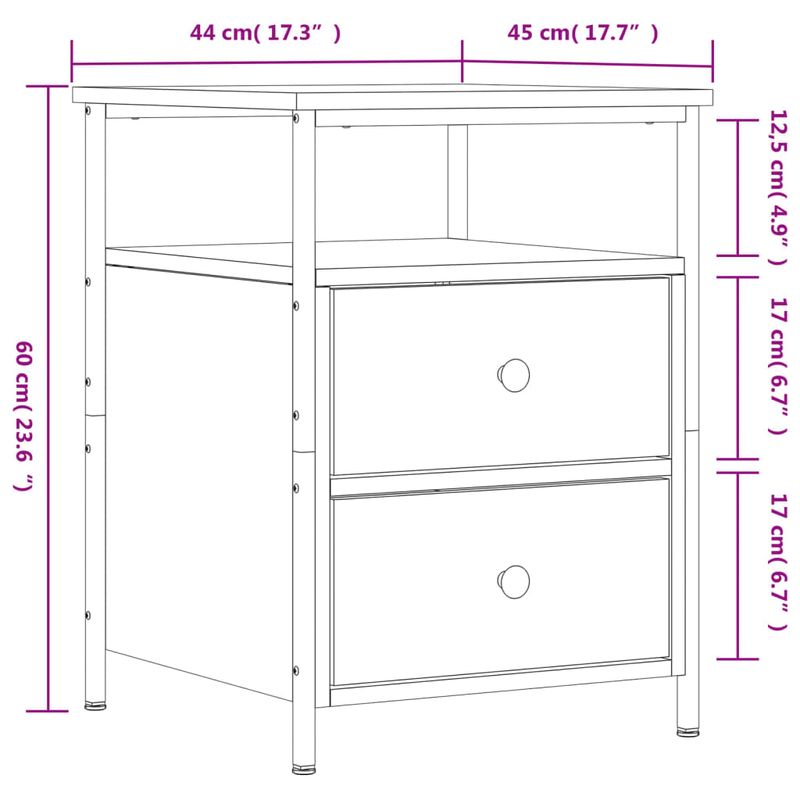 Casa si Gradina - Mobilier - Comode si corpuri - Noptiere - Noptiere, 2 buc., negru, 44x45x60 cm, lemn compozit - Infinity.ro