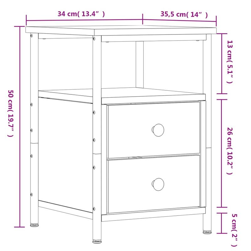 Casa si Gradina - Mobilier - Comode si corpuri - Noptiere - Noptiera, gri sonoma, 34x35,5x50 cm, lemn compozit - Infinity.ro