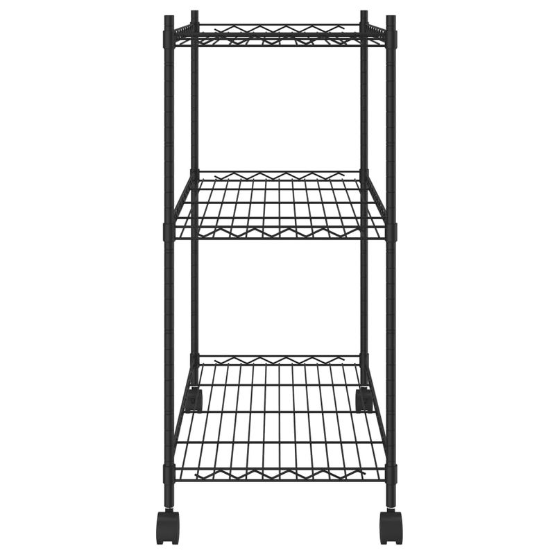 Casa si Gradina - Mobilier - Biblioteci si rafturi - Rafturi - Raft depozitare cu roti, 3 niveluri, negru, 60x35x81cm, 150 kg - Infinity.ro