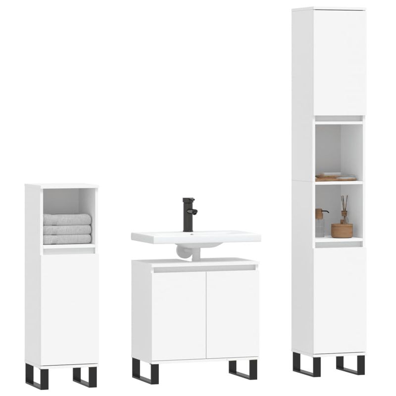 Casa si Gradina - Mobilier - Seturi de mobilier - Seturi baie - Set dulapuri de baie, 3 piese, alb, lemn prelucrat - Infinity.ro