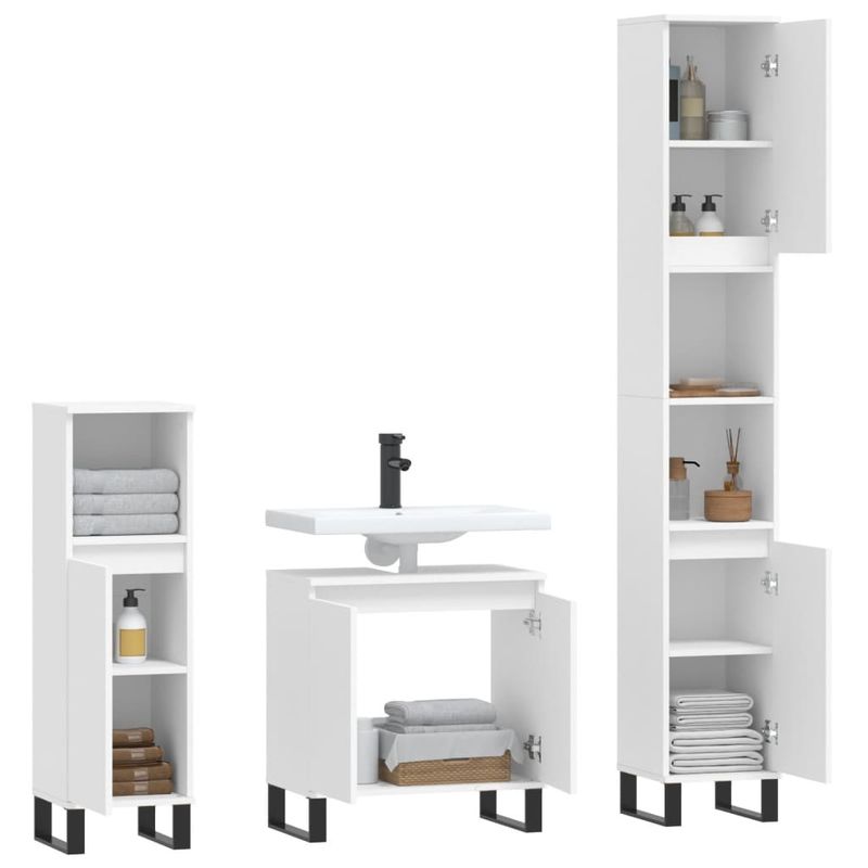 Casa si Gradina - Mobilier - Seturi de mobilier - Seturi baie - Set dulapuri de baie, 3 piese, alb, lemn prelucrat - Infinity.ro