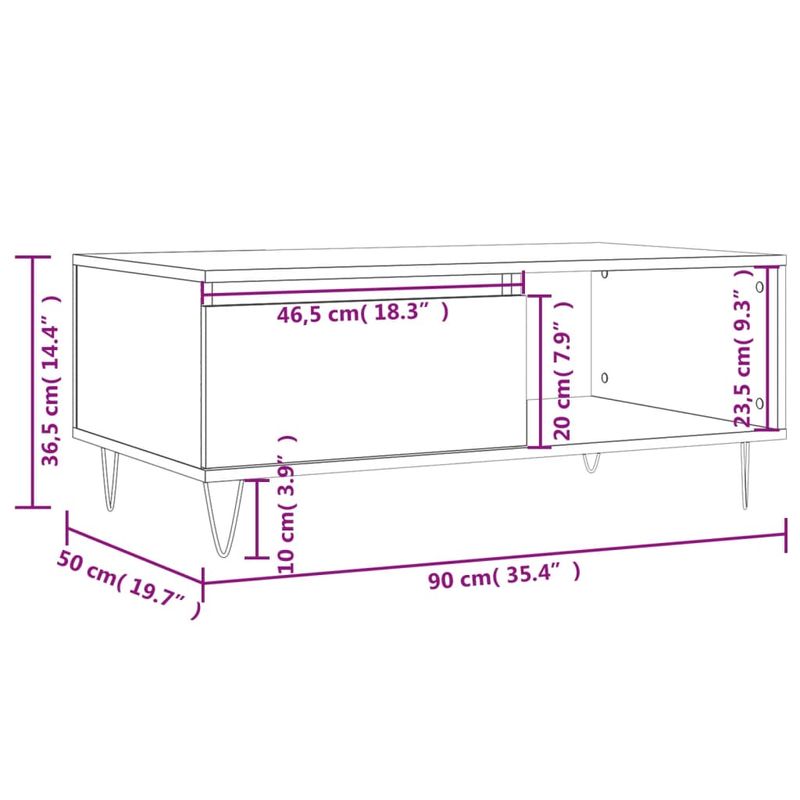 Casa si Gradina - Mobilier - Mese si birouri - Masute de cafea - Masuta de cafea, stejar fumuriu, 90x50x36,5 cm, lemn prelucrat - Infinity.ro