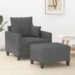 Casa si Gradina - Mobilier - Scaune si fotolii - Fotolii - Fotoliu canapea cu taburet, gri inchis, 60 cm, textil - Infinity.ro