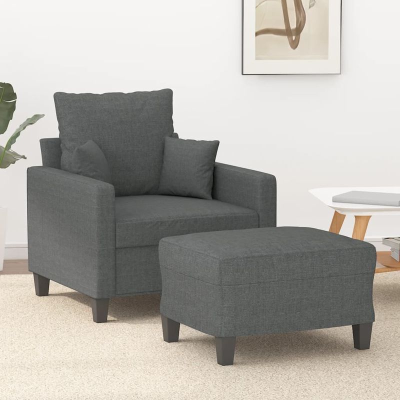 Casa si Gradina - Mobilier - Scaune si fotolii - Fotolii - Fotoliu canapea cu taburet, gri inchis, 60 cm, textil - Infinity.ro