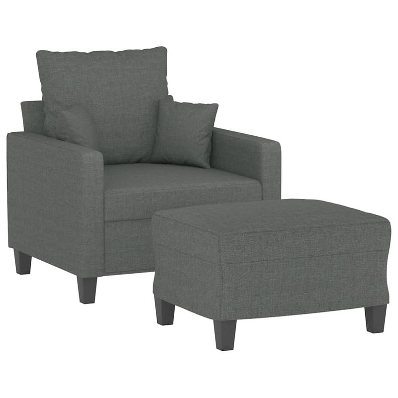 Casa si Gradina - Mobilier - Scaune si fotolii - Fotolii - Fotoliu canapea cu taburet, gri inchis, 60 cm, textil - Infinity.ro