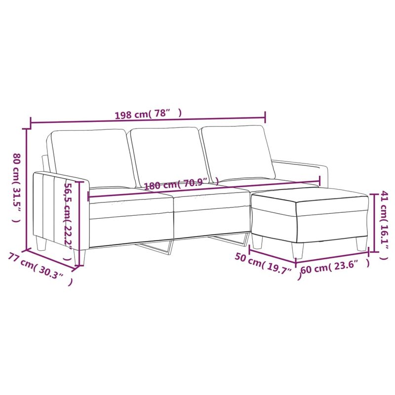 Casa si Gradina - Mobilier - Canapele si coltare - Canapele - Canapea cu 3 locuri / taburet cappuccino 180 cm piele ecologica - Infinity.ro