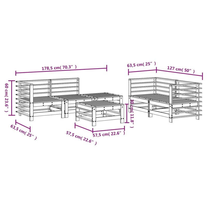 Casa si Gradina - Gradina si terasa - Mobilier exterior - Seturi mobila gradina - Set mobilier relexare de gradina, 6 piese, lemn masiv de pin - Infinity.ro