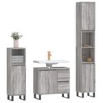 Casa si Gradina - Mobilier - Seturi de mobilier - Seturi baie - Set mobilier de baie, 3 piese, gri sonoma, lemn prelucrat - Infinity.ro
