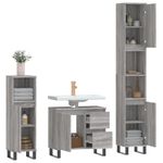 Casa si Gradina - Mobilier - Seturi de mobilier - Seturi baie - Set mobilier de baie, 3 piese, gri sonoma, lemn prelucrat - Infinity.ro