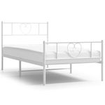 Casa si Gradina - Mobilier - Paturi si accesorii - Paturi - Cadru de pat metalic cu tablie de cap/picioare, alb, 100x190 cm - Infinity.ro