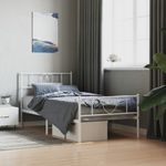 Casa si Gradina - Mobilier - Paturi si accesorii - Paturi - Cadru de pat metalic cu tablie de cap/picioare, alb, 100x190 cm - Infinity.ro