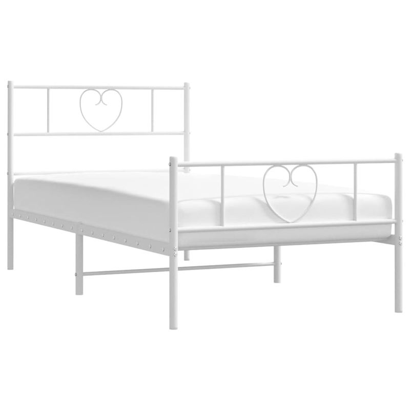Casa si Gradina - Mobilier - Paturi si accesorii - Paturi - Cadru de pat metalic cu tablie de cap/picioare, alb, 100x190 cm - Infinity.ro