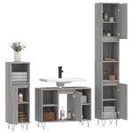 Casa si Gradina - Mobilier - Seturi de mobilier - Seturi baie - Set mobilier de baie, 3 piese, gri sonoma, lemn prelucrat - Infinity.ro