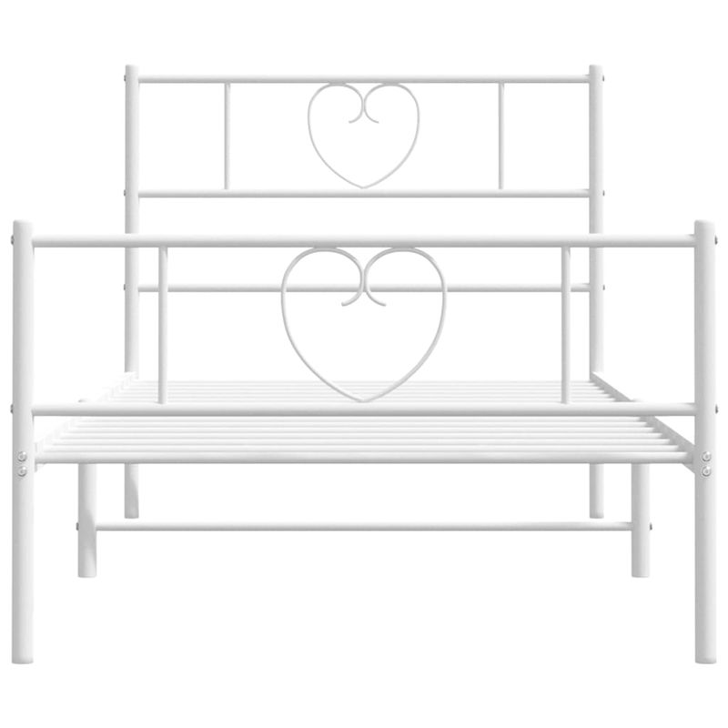 Casa si Gradina - Mobilier - Paturi si accesorii - Paturi - Cadru de pat metalic cu tablie de cap/picioare, alb, 100x190 cm - Infinity.ro