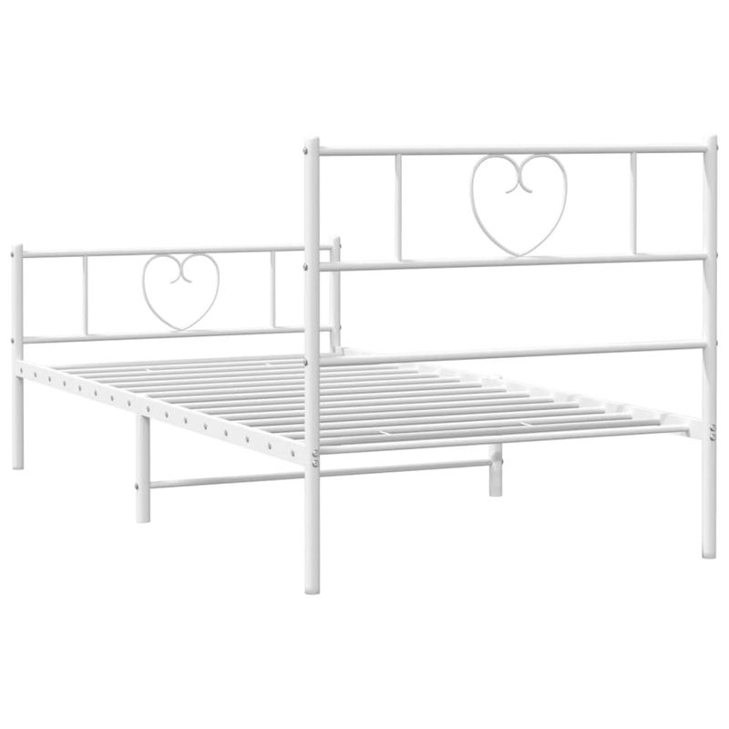 Casa si Gradina - Mobilier - Paturi si accesorii - Paturi - Cadru de pat metalic cu tablie de cap/picioare, alb, 100x190 cm - Infinity.ro