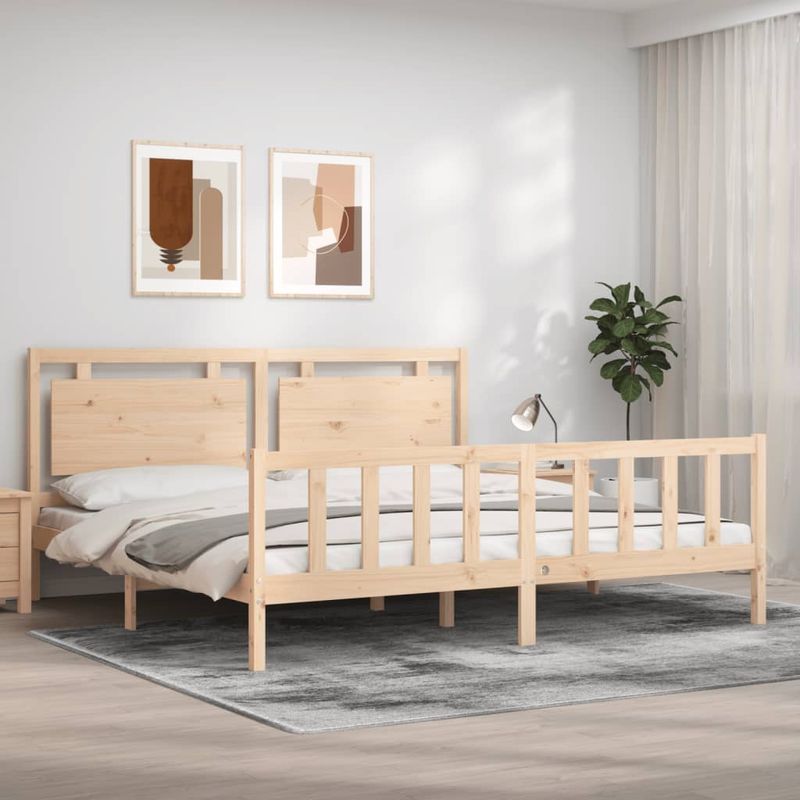Casa si Gradina - Mobilier - Paturi si accesorii - Paturi - Cadru de pat cu tablie, 180x200 cm, lemn masiv - Infinity.ro