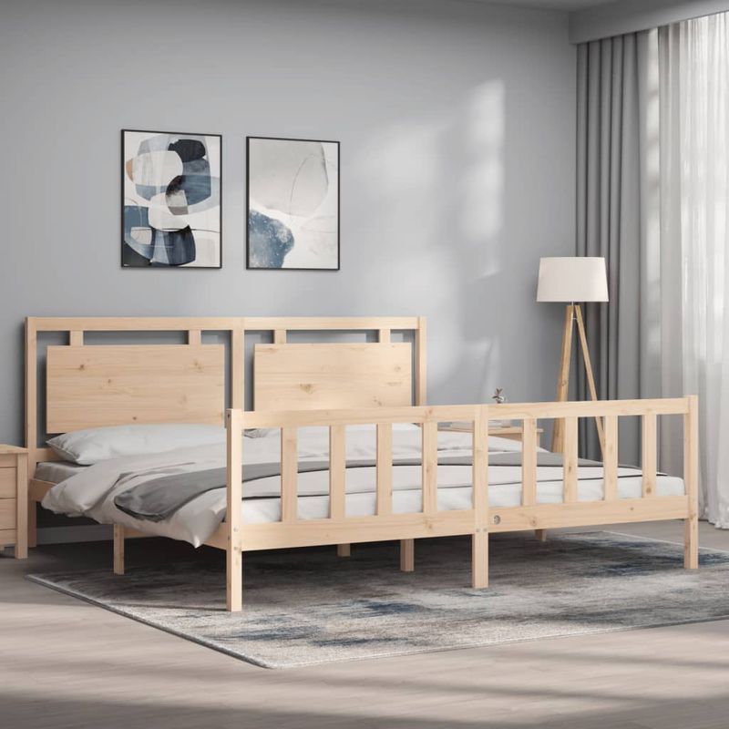 Casa si Gradina - Mobilier - Paturi si accesorii - Paturi - Cadru de pat cu tablie, 180x200 cm, lemn masiv - Infinity.ro