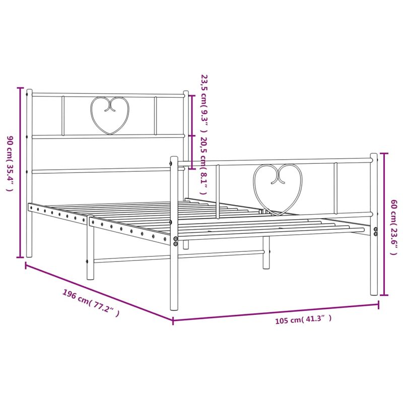 Casa si Gradina - Mobilier - Paturi si accesorii - Paturi - Cadru de pat metalic cu tablie de cap/picioare, alb, 100x190 cm - Infinity.ro