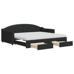 Casa si Gradina - Mobilier - Paturi si accesorii - Paturi - Pat de zi cu extensie si sertare, negru, 90x190cm, textil - Infinity.ro
