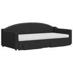 Casa si Gradina - Mobilier - Paturi si accesorii - Paturi - Pat de zi cu extensie si sertare, negru, 90x190cm, textil - Infinity.ro